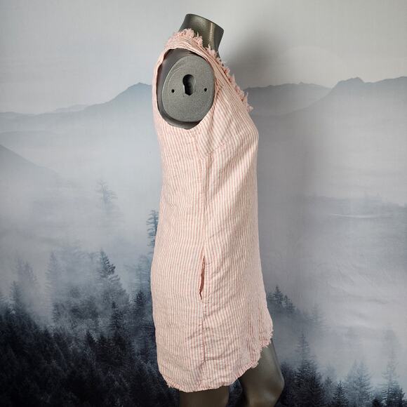 Tommy Bahama Mini Cabana Pink Striped Linen Fringe Shift Dress | Women's S/P - Picture 5 of 15